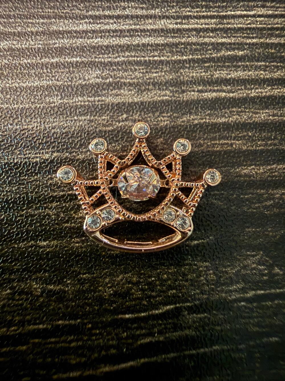 Disney Parks Princess Crown Tiara Rose Gold Tone W/Rhinestones Pendant